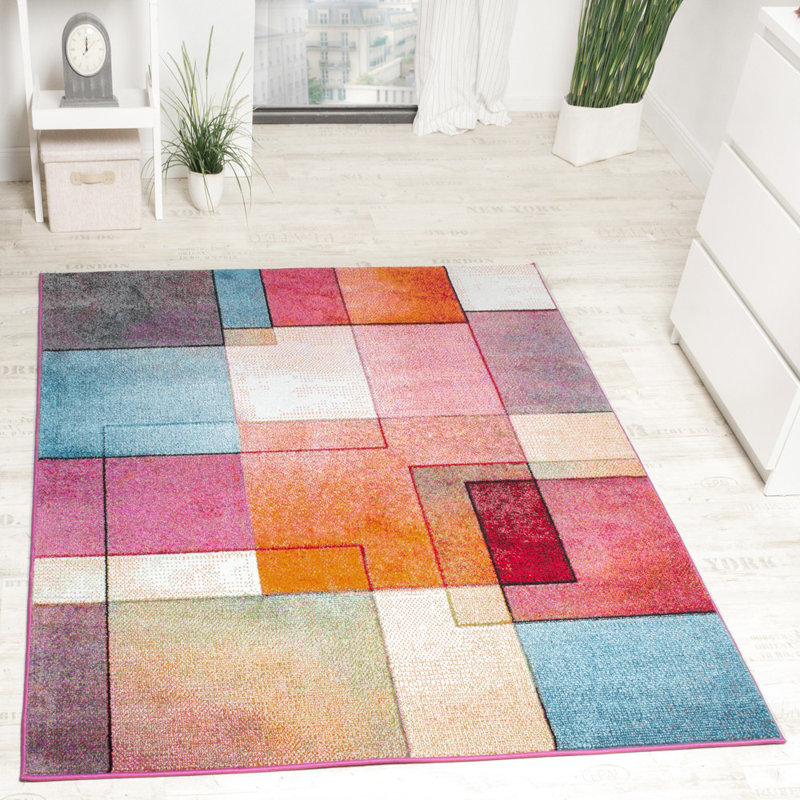 Longweave Annora Pink/Light Blue/Orange Rug & Reviews Wayfair.co.uk